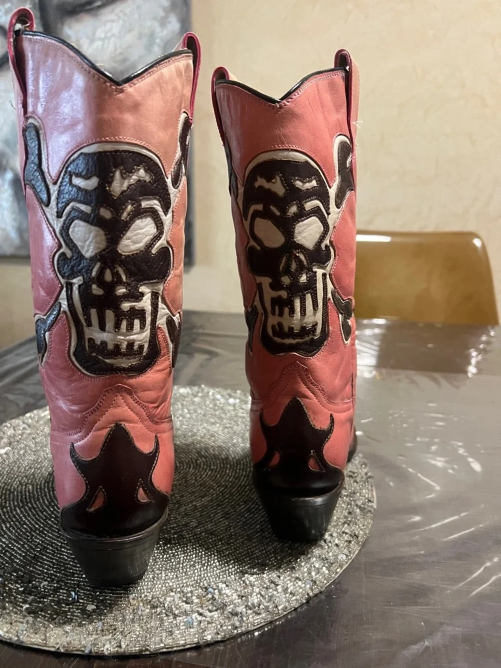 RARE CORRAL Ghost Rider Skull /Flames PINK Western Cowboy/girl boots - Picture 7 of 15